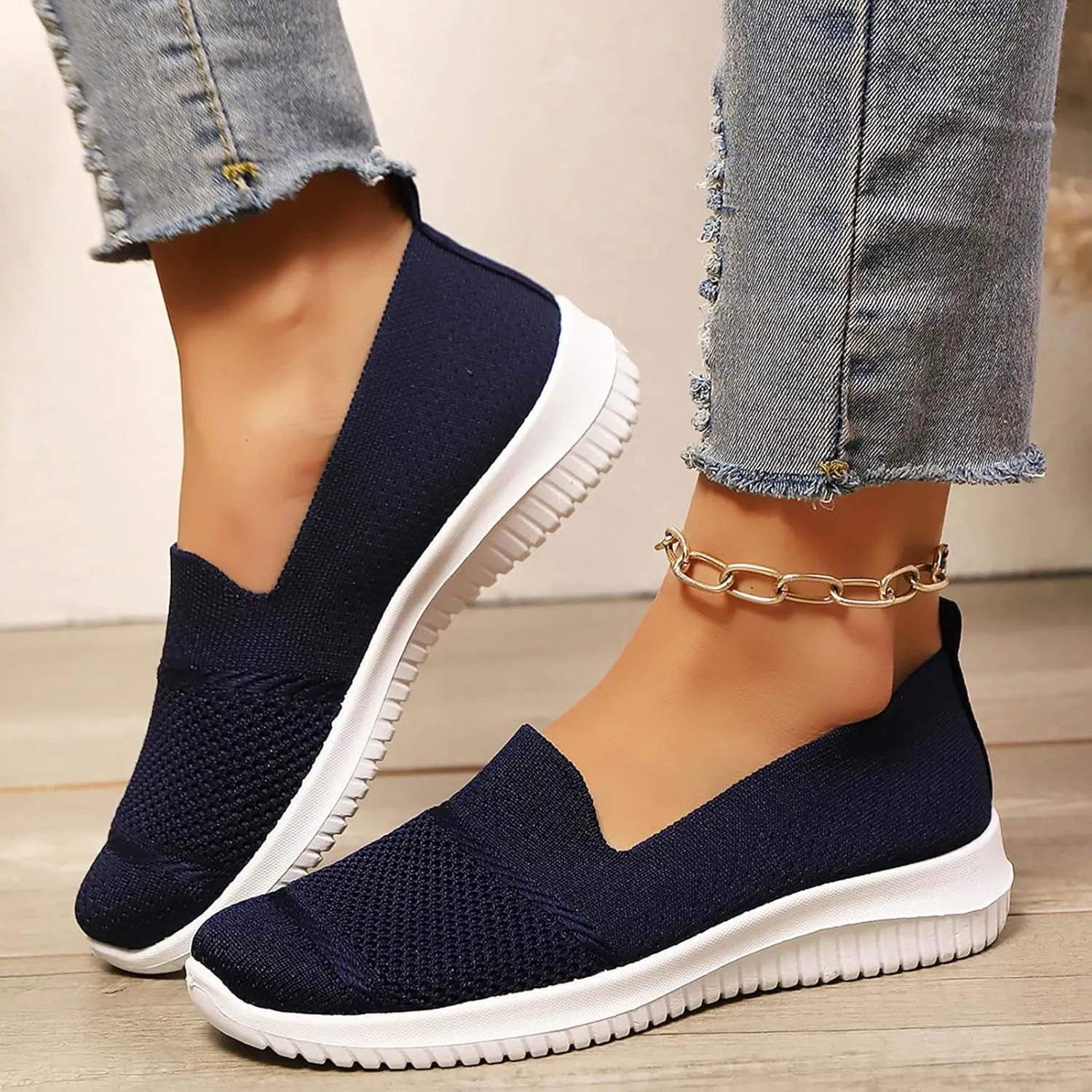 Orthopedic Walking Shoes for Women 2025,Women's Woven Breathable Soft Go Walking Slip on Diabetic Foam Hands Free Slip in Sneakers