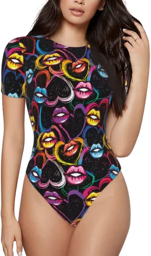 Palm Tree Shark Blue Womens One-Piece Tummy Control Bikini Swimsuits Bathing Suit for Women