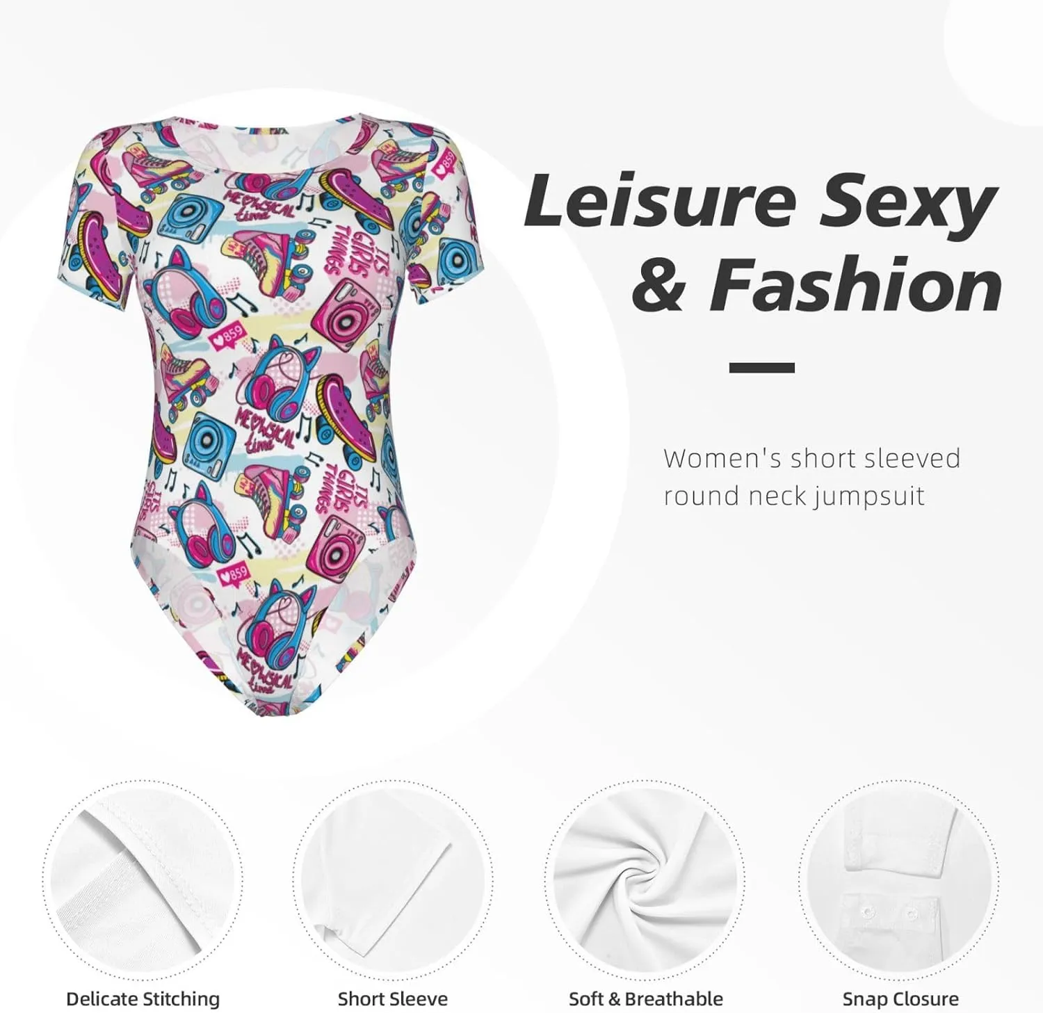 Palm Tree Shark Blue Womens One-Piece Tummy Control Bikini Swimsuits Bathing Suit for Women