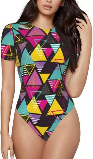 Palm Tree Shark Blue Womens One-Piece Tummy Control Bikini Swimsuits Bathing Suit for Women