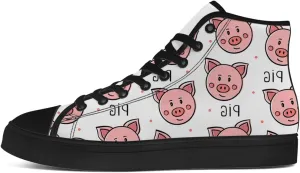 Pig Shoes High Top Canvas Sneakers Lace Up Casual Walking Shoes Gifts for Men Women
