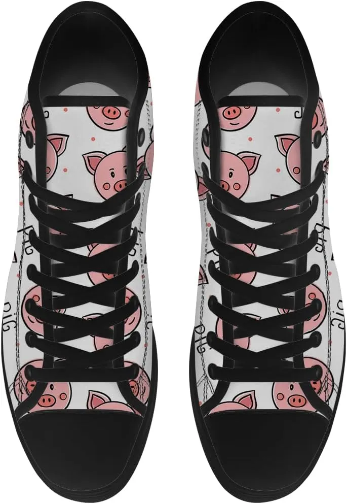 Pig Shoes High Top Canvas Sneakers Lace Up Casual Walking Shoes Gifts for Men Women