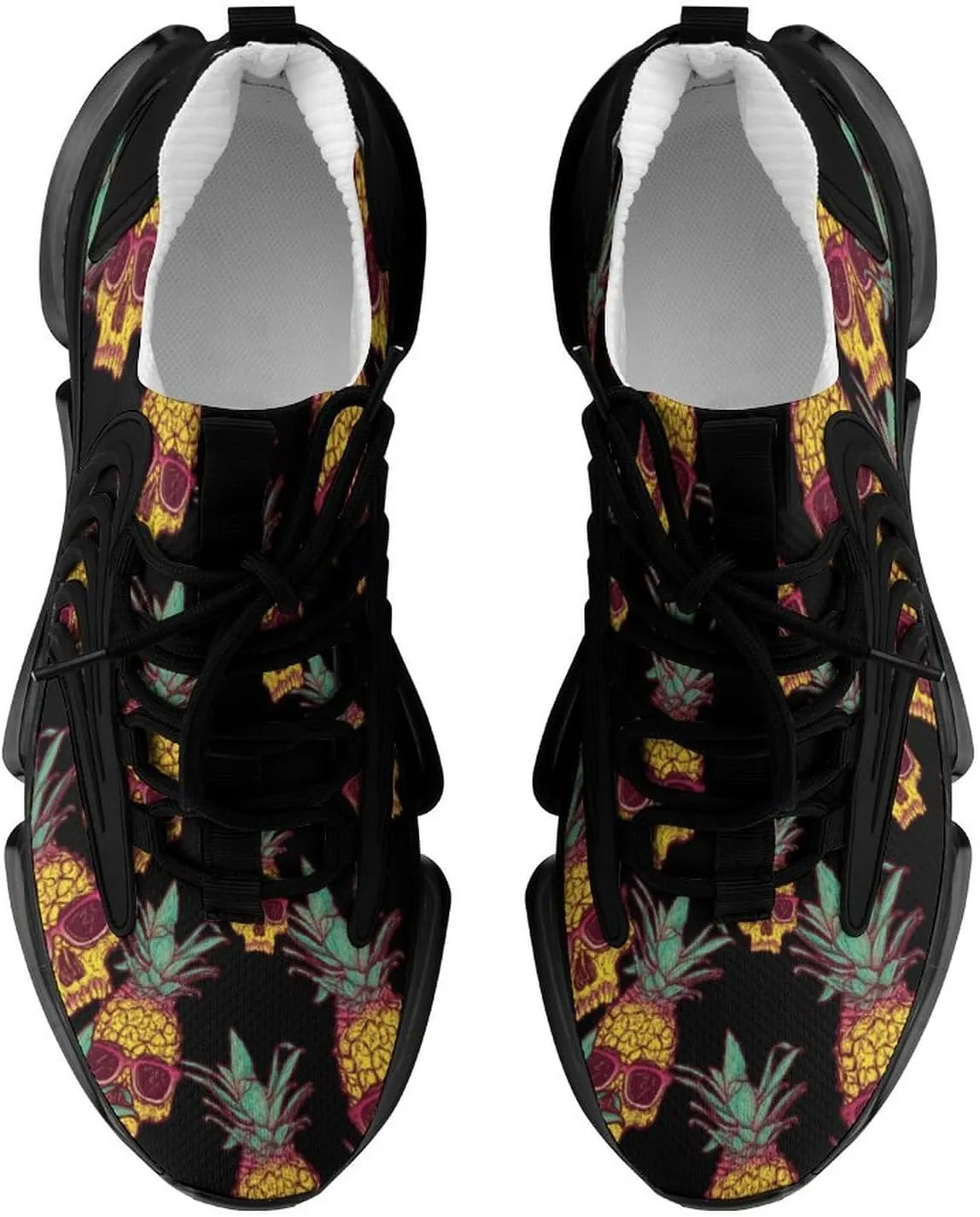 Pineapple Skull Wear Glasses Walking Shoes for Men Lightweight Tennis Fashion Elastic Sports Shoes Cushion Basketball Shoes