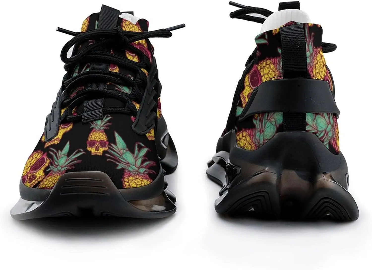 Pineapple Skull Wear Glasses Walking Shoes for Men Lightweight Tennis Fashion Elastic Sports Shoes Cushion Basketball Shoes
