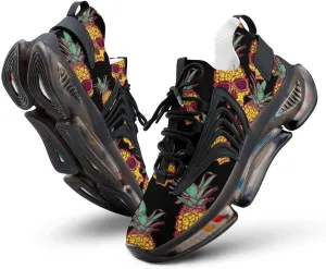 Pineapple Skull Wear Glasses Walking Shoes for Men Lightweight Tennis Fashion Elastic Sports Shoes Cushion Basketball Shoes