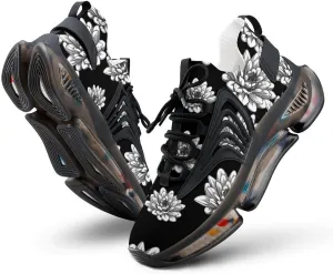 Plant Flower Walking Shoes for Men Lightweight Tennis Fashion Elastic Sports Shoes Cushion Basketball Shoes