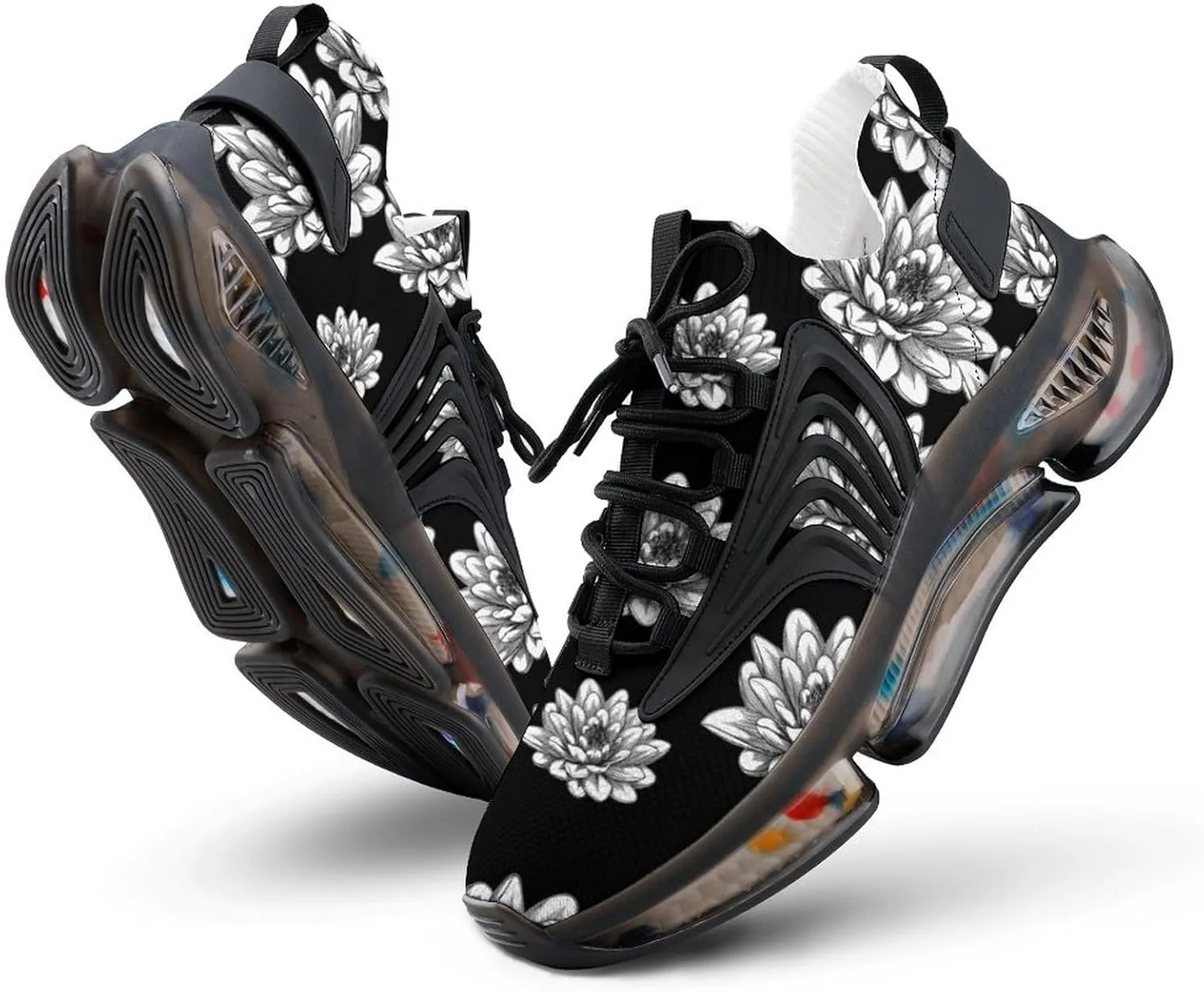 Plant Flower Walking Shoes for Men Lightweight Tennis Fashion Elastic Sports Shoes Cushion Basketball Shoes