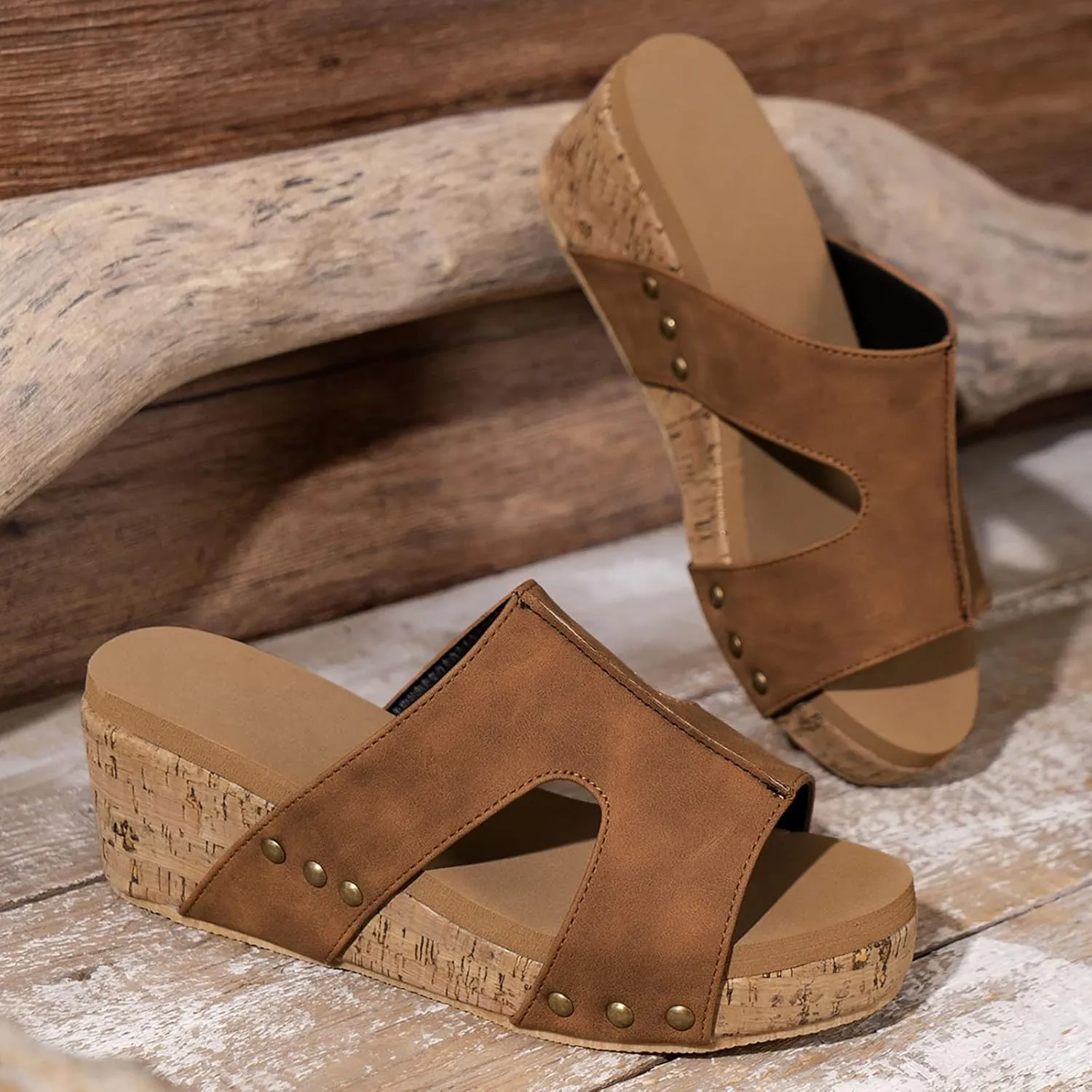 Platform Slip on Espadrille Sandals for Women Wedges Slides Bohemia Sandals Flatform Open Toe Beach Orthopedic Sandals