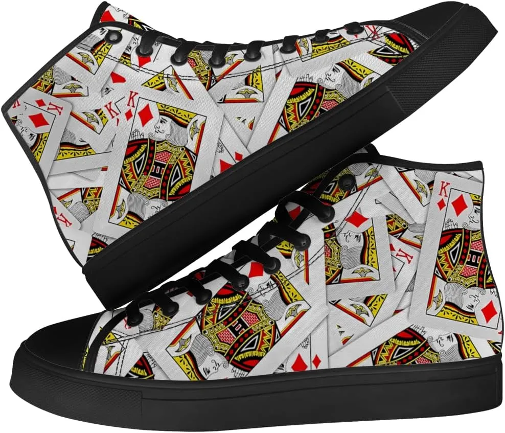 Poker High Top Shoes for Men Women Playing Cards High Top Canvas Sneakers Casual Shoes Gifts for Dad Mom