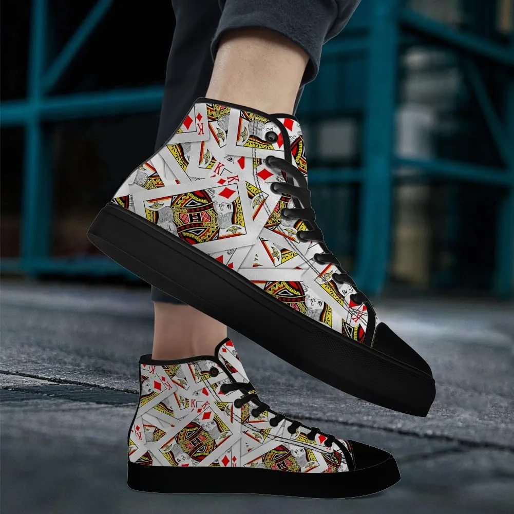 Poker High Top Shoes for Men Women Playing Cards High Top Canvas Sneakers Casual Shoes Gifts for Dad Mom