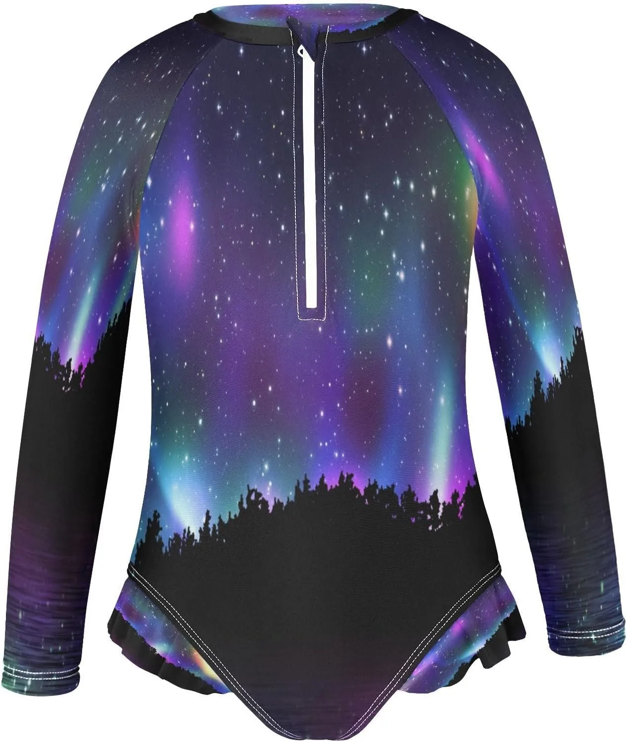 QUGRL Girls Rash Guard Bathing Suit Long Sleeve One Piece Swimsuits UPF 50  Toddler Kids Zipper Swimwear 3-12 Years