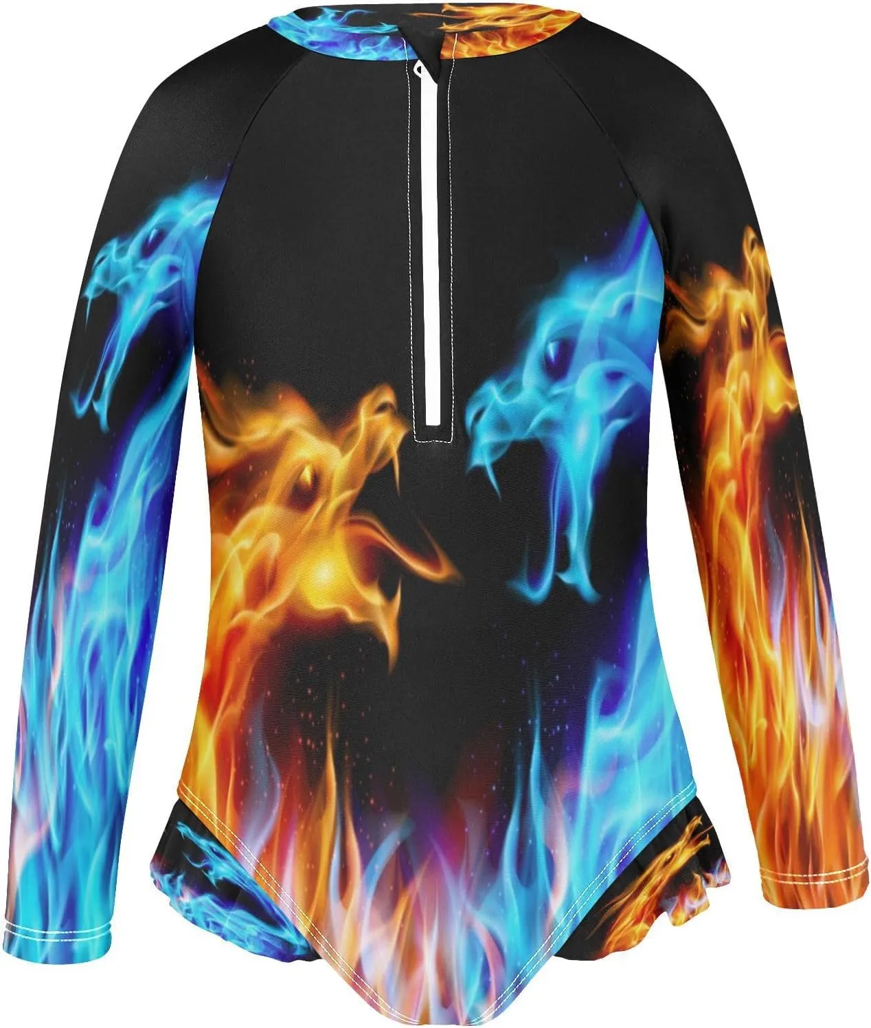 QUGRL Girls Rash Guard Bathing Suit Long Sleeve One Piece Swimsuits UPF 50  Toddler Kids Zipper Swimwear 3-12 Years