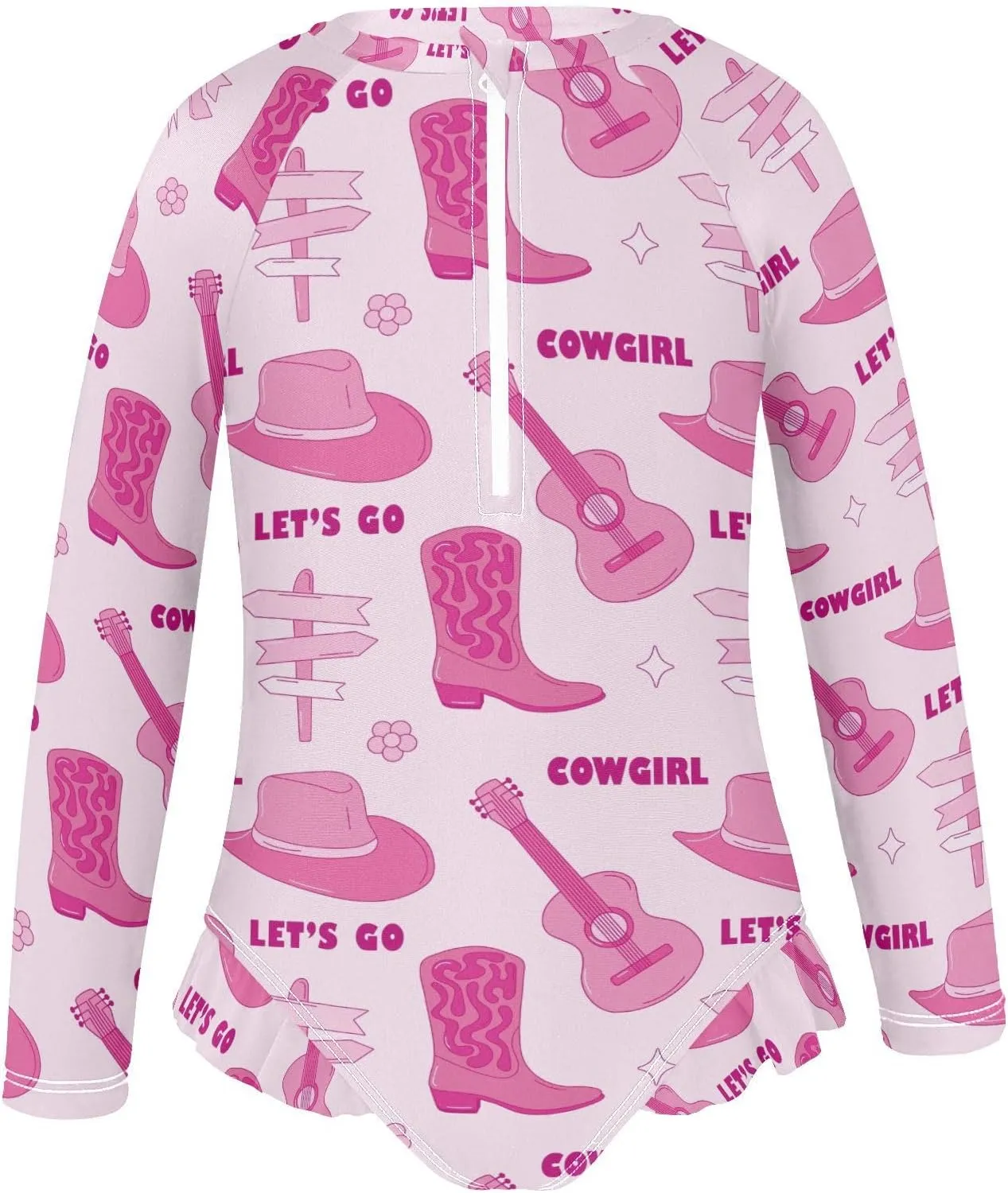QUGRL Girls Rash Guard Bathing Suit Long Sleeve One Piece Swimsuits UPF 50  Toddler Kids Zipper Swimwear 3-12 Years
