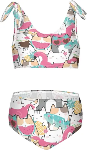 QUGRL Girls Swimsuit Two Piece Swimwear Bathing Suit for Girls Tankini Bikini Set Size 3-12T