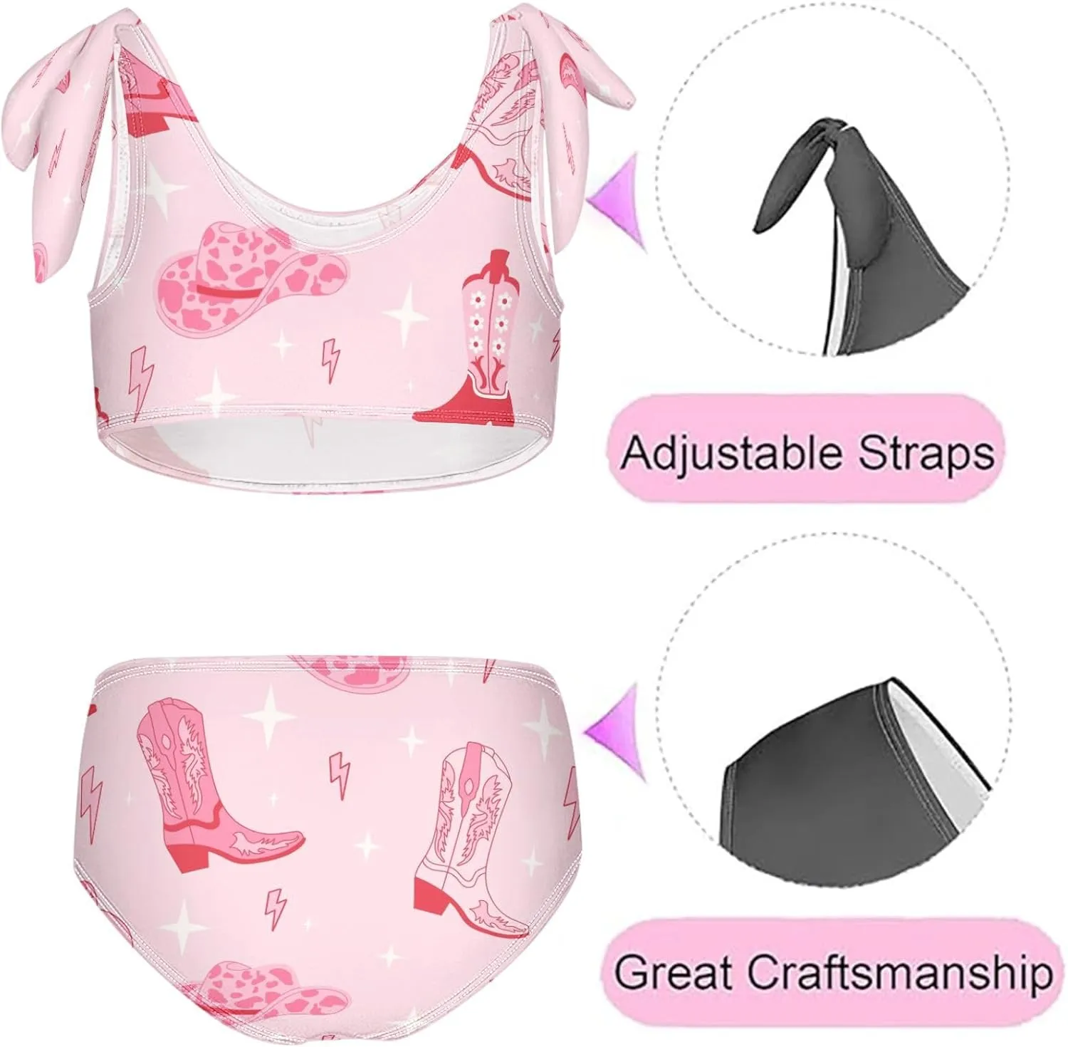QUGRL Girls Swimsuit Two Piece Swimwear Bathing Suit for Girls Tankini Bikini Set Size 3-12T