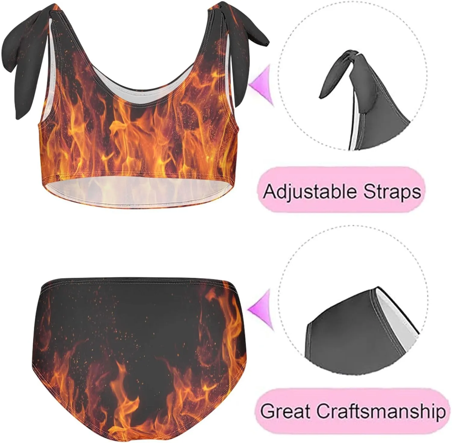 QUGRL Girls Swimsuit Two Piece Swimwear Bathing Suit for Girls Tankini Bikini Set Size 3-12T