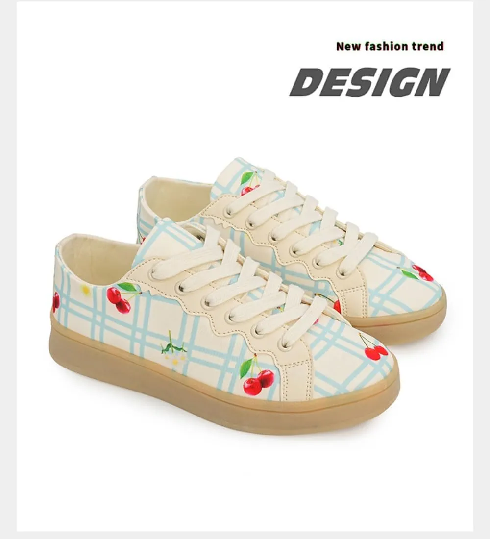 Retro Casual Canvas Tennis Lace Up Comfortable Walking Shoes for Women Low Top Lightweight Sneakers for Women