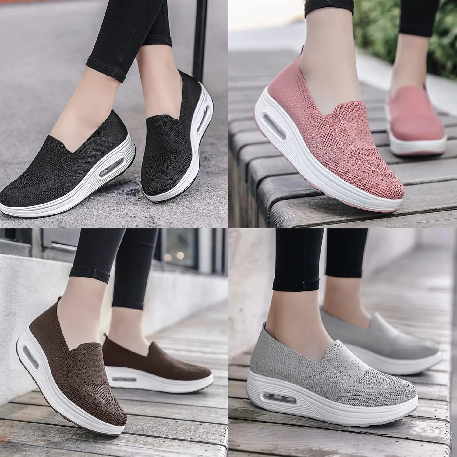 RZDYSQ Womens Orthopedic Sneakers Slip-On Mesh Cushion Walking Sneaker, Air Cushion Slip-On Walking Shoes