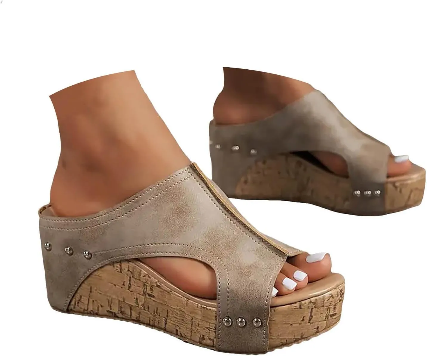 Sandals for Women Wide Dressy Summer Platform Sandals Comfy Wedges Slippers Shoes with Arch Support Slip on Slides