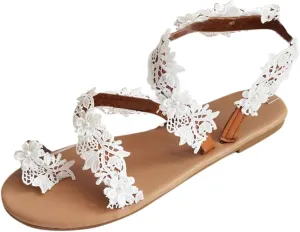 Sandals for Women Women's Flat Sandals Flat for Women Womens Summer Comfortable Walking Cross Strappy