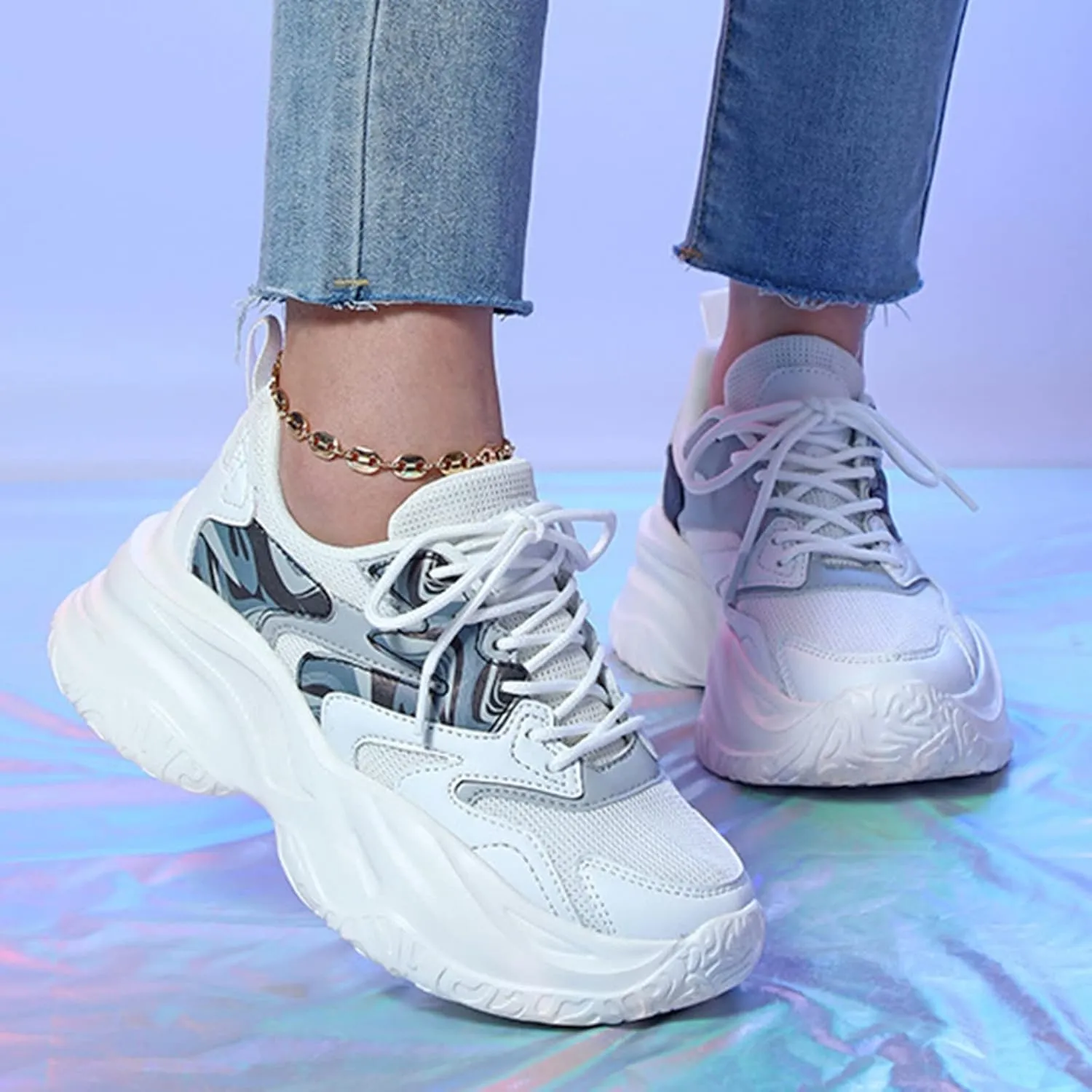 SBGMoSJ Trendy Platform Sneakers for Women 2023 Walking Shoes Women Comfort Slip On Sneakers Women Trendy Slip On White Casual Sneakers for Women Wide Womens Shoes Slip On Flats