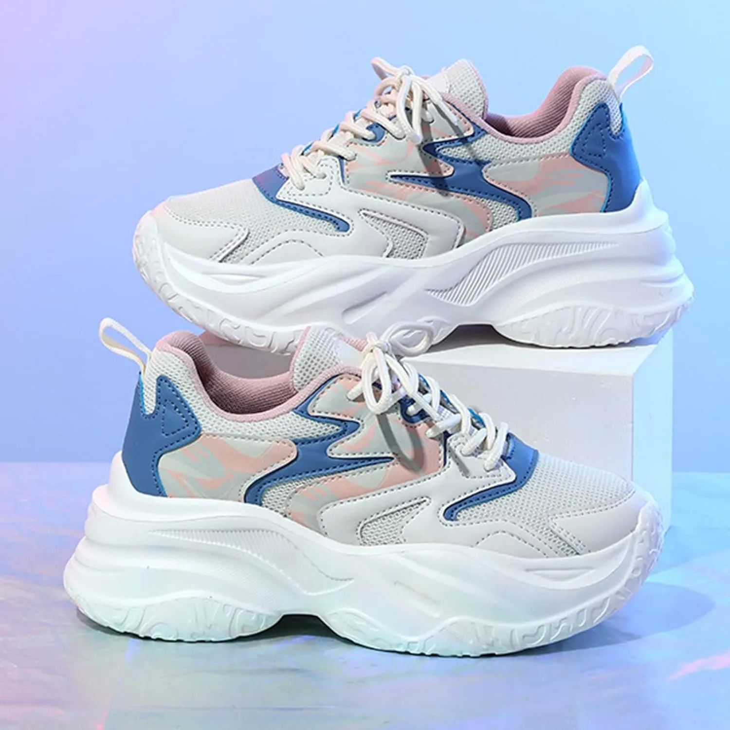 SBGMoSJ Trendy Platform Sneakers for Women 2023 Walking Shoes Women Comfort Slip On Sneakers Women Trendy Slip On White Casual Sneakers for Women Wide Womens Shoes Slip On Flats