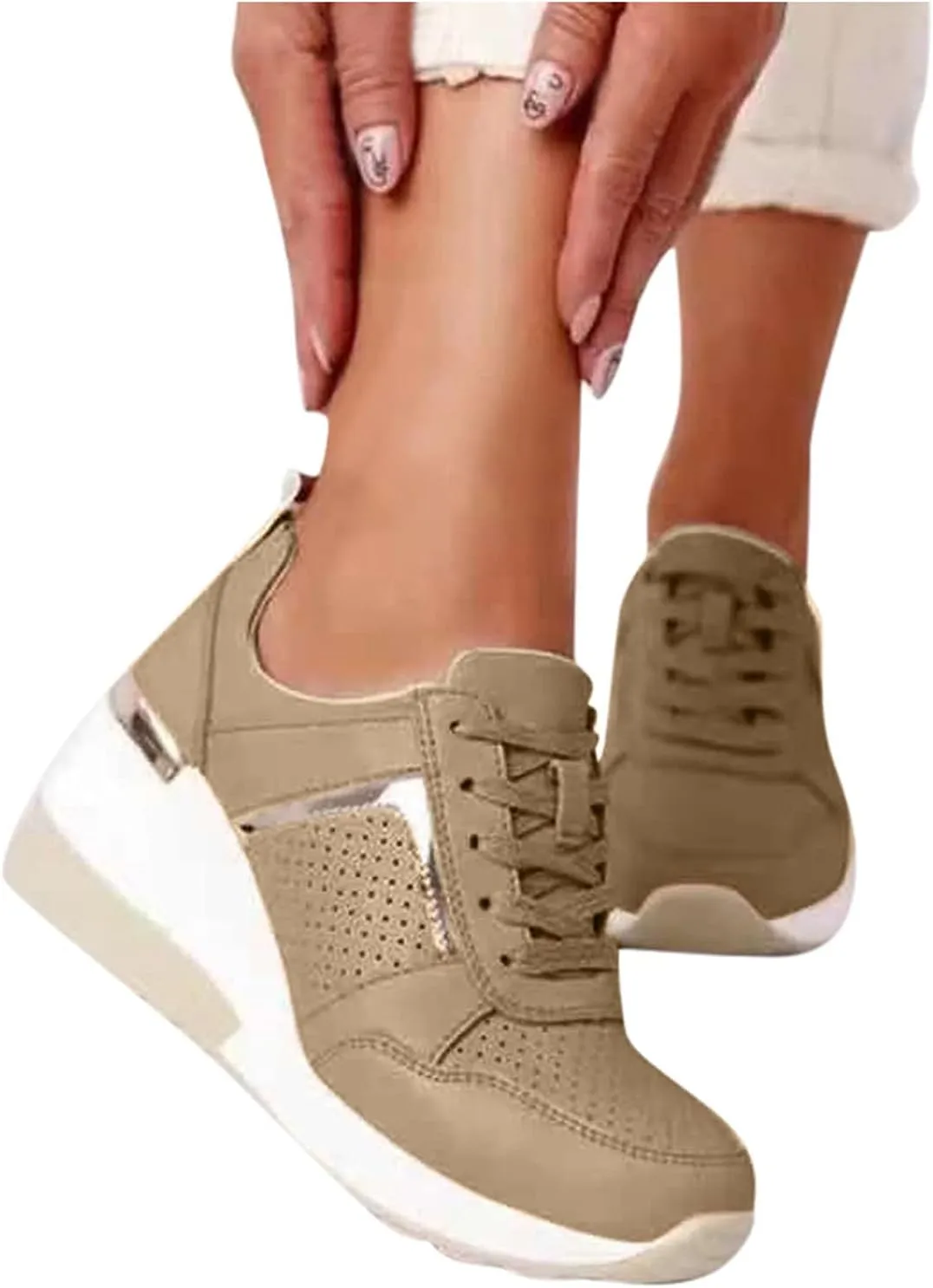 SBGMoSJ Womens Wide Casual Shoes Zapatos para Mujer CModos Tenis Womens White Leather Slip On Sneakers Womens Shoes Sneakers Wide Toe Box Comfy Open Toe Flats Shoes Women Dressy Cute
