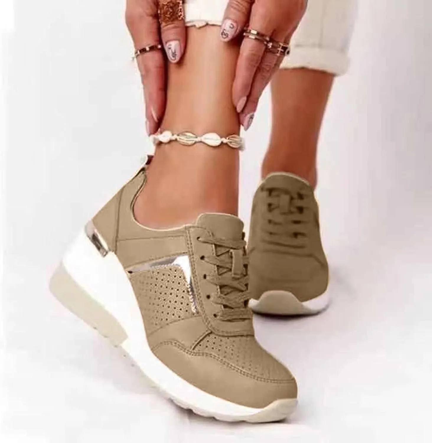 SBGMoSJ Womens Wide Casual Shoes Zapatos para Mujer CModos Tenis Womens White Leather Slip On Sneakers Womens Shoes Sneakers Wide Toe Box Comfy Open Toe Flats Shoes Women Dressy Cute