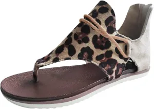 Shoes Summer Sandals Lace Print Casual Flat Women Zip Ladies Leopard Up Wedge for Women Sandals