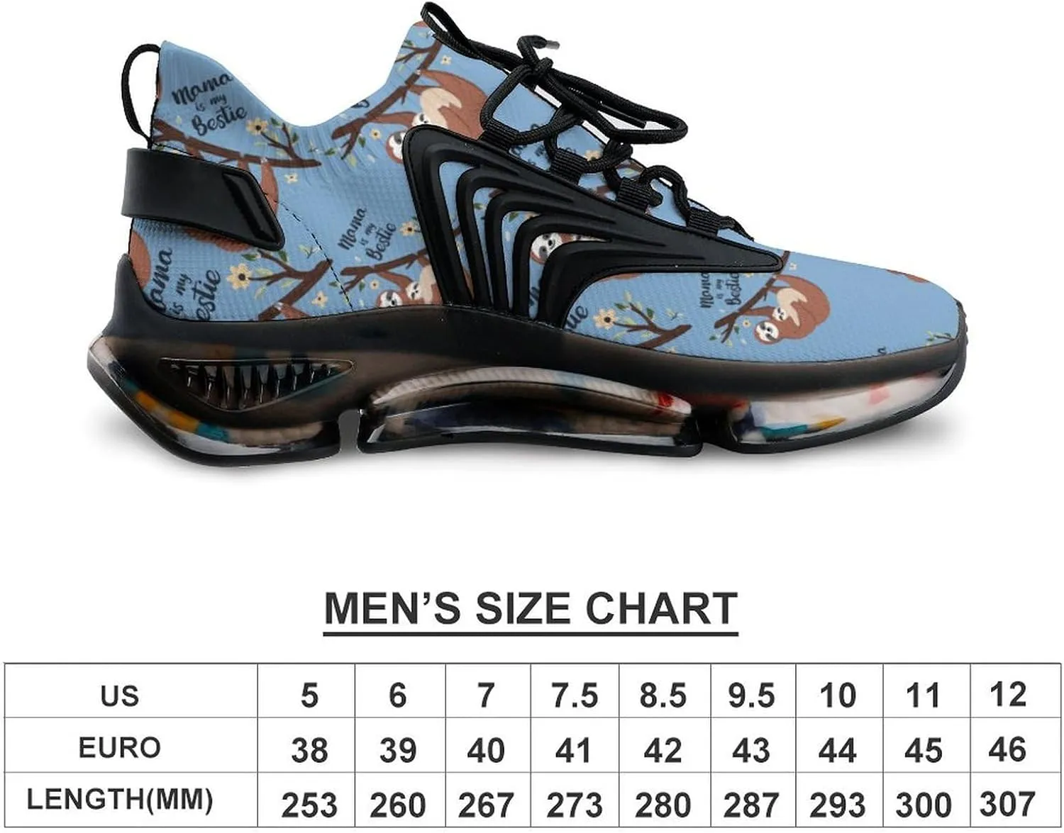 Sloth Mama is My Bestie Walking Shoes for Men Lightweight Tennis Fashion Elastic Sports Shoes Cushion Basketball Shoes