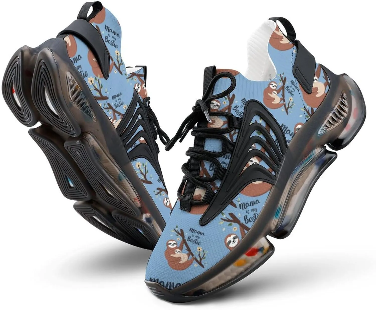 Sloth Mama is My Bestie Walking Shoes for Men Lightweight Tennis Fashion Elastic Sports Shoes Cushion Basketball Shoes
