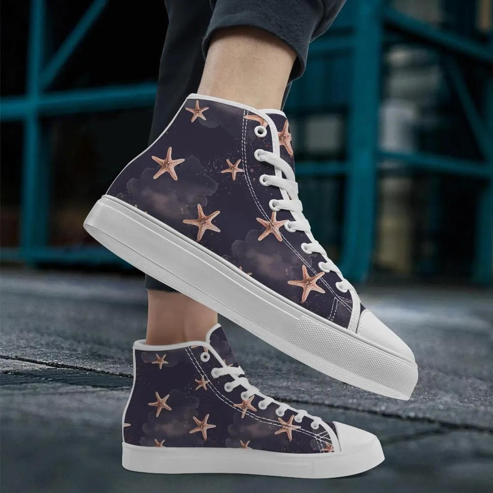 Starfish Shoes High Top Canvas Sneakers Lace Up Casual Walking Shoes for Men Women