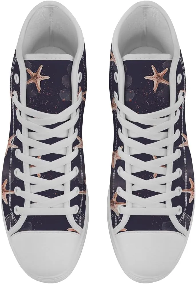 Starfish Shoes High Top Canvas Sneakers Lace Up Casual Walking Shoes for Men Women