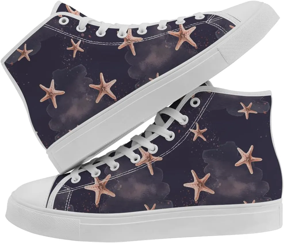 Starfish Shoes High Top Canvas Sneakers Lace Up Casual Walking Shoes for Men Women