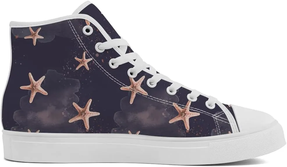 Starfish Shoes High Top Canvas Sneakers Lace Up Casual Walking Shoes for Men Women