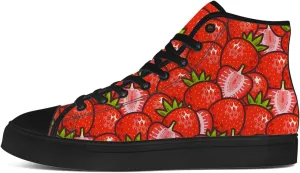 Strawberry Shoes for Men Women Fruit High Top Canvas Sneakers Lace Up Casual Walking Shoes Gifts for Dad Mom