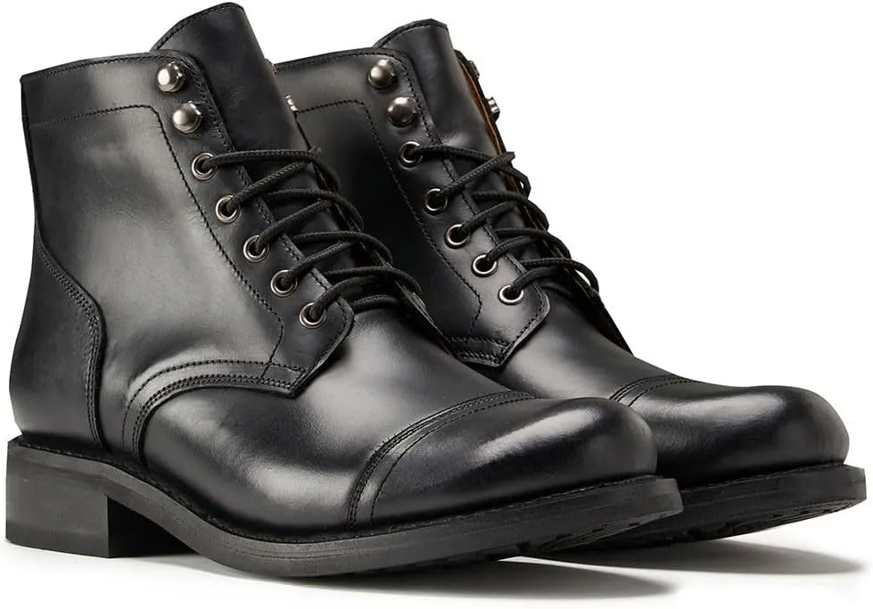 SUREWAY Men's Lace Up Chukka Boots Genuine Leather|Cap Toe Ankle 6inch - Classic Comfort Oxford Style(Office,Casual,Driving,Work,Dress) Brown/Black Matte/Brandy/Arizonam Adobe/Black