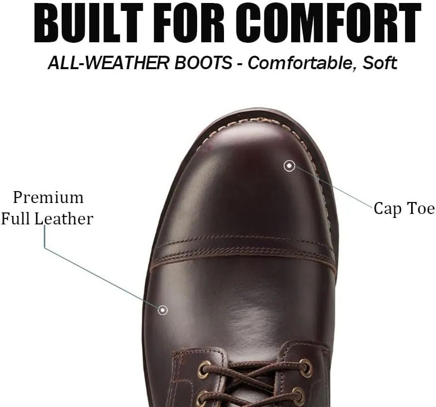SUREWAY Men's Lace Up Chukka Boots Genuine Leather|Cap Toe Ankle 6inch - Classic Comfort Oxford Style(Office,Casual,Driving,Work,Dress) Brown/Black Matte/Brandy/Arizonam Adobe/Black