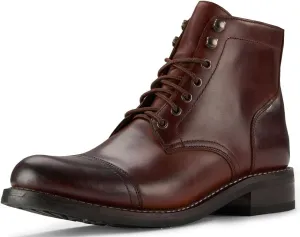 SUREWAY Men's Lace Up Chukka Boots Genuine Leather|Cap Toe Ankle 6inch - Classic Comfort Oxford Style(Office,Casual,Driving,Work,Dress) Brown/Black Matte/Brandy/Arizonam Adobe/Black