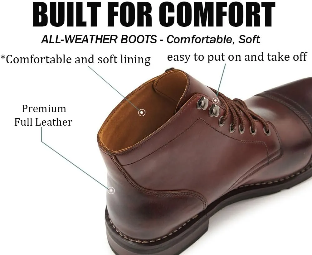 SUREWAY Men's Lace Up Chukka Boots Genuine Leather|Cap Toe Ankle 6inch - Classic Comfort Oxford Style(Office,Casual,Driving,Work,Dress) Brown/Black Matte/Brandy/Arizonam Adobe/Black