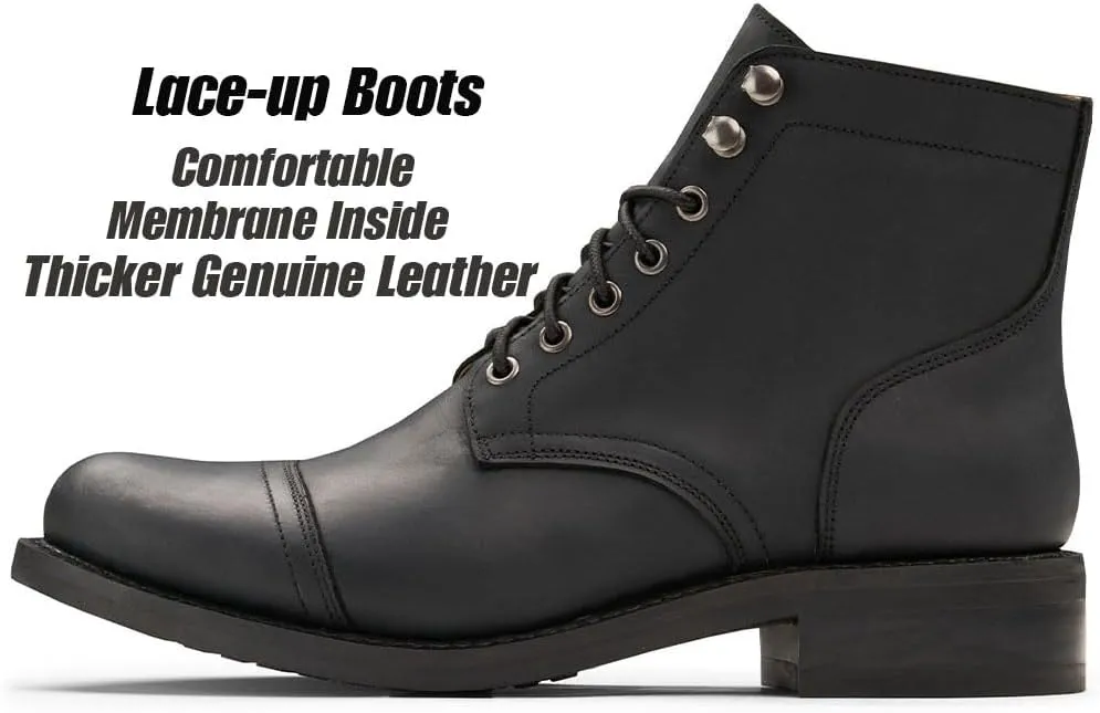 SUREWAY Men's Lace Up Chukka Boots Genuine Leather|Cap Toe Ankle 6inch - Classic Comfort Oxford Style(Office,Casual,Driving,Work,Dress) Brown/Black Matte/Brandy/Arizonam Adobe/Black