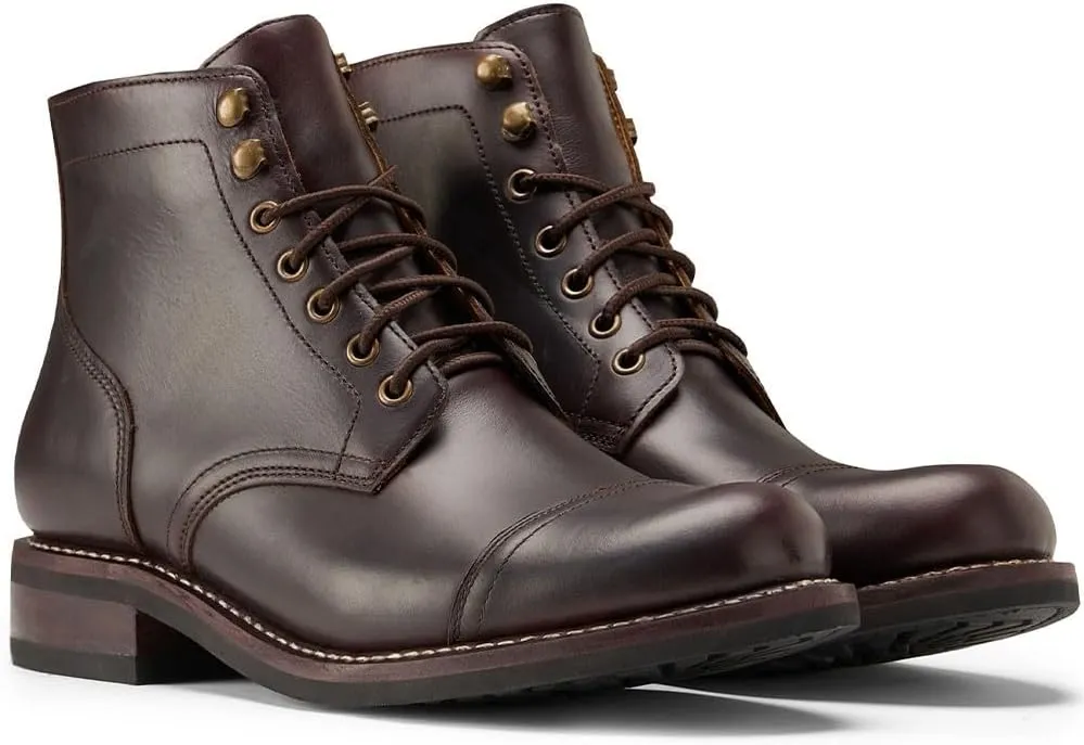 SUREWAY Men's Lace Up Chukka Boots Genuine Leather|Cap Toe Ankle 6inch - Classic Comfort Oxford Style(Office,Casual,Driving,Work,Dress) Brown/Black Matte/Brandy/Arizonam Adobe/Black