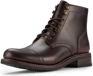 SUREWAY Men's Lace Up Chukka Boots Genuine Leather|Cap Toe Ankle 6inch - Classic Comfort Oxford Style(Office,Casual,Driving,Work,Dress) Brown/Black Matte/Brandy/Arizonam Adobe/Black