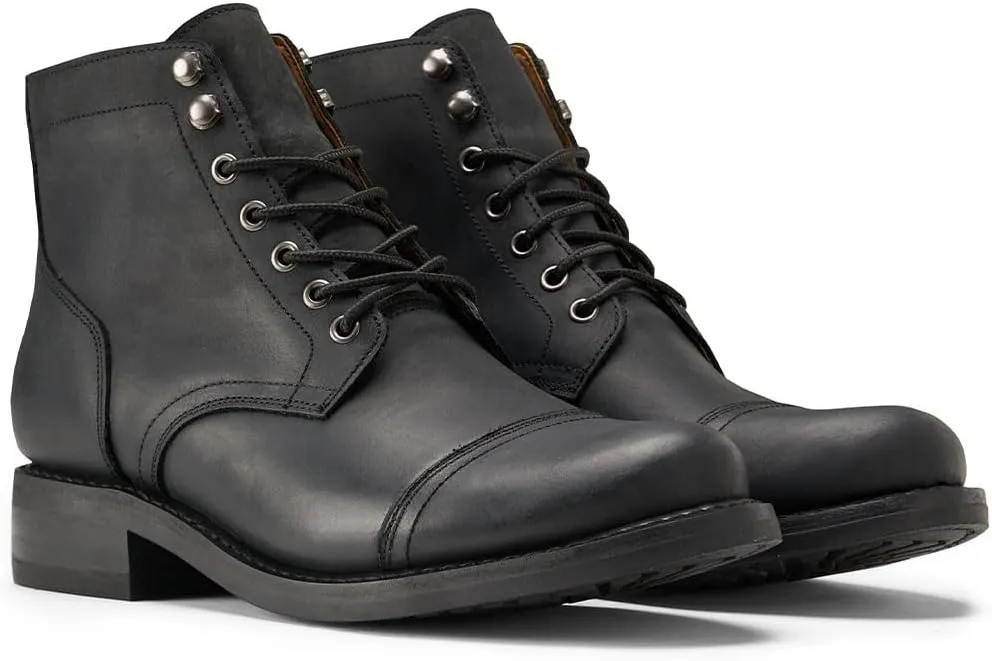 SUREWAY Men's Lace Up Chukka Boots Genuine Leather|Cap Toe Ankle 6inch - Classic Comfort Oxford Style(Office,Casual,Driving,Work,Dress) Brown/Black Matte/Brandy/Arizonam Adobe/Black