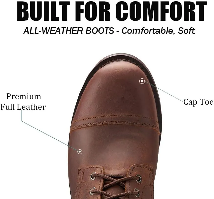 SUREWAY Men's Lace Up Chukka Boots Genuine Leather|Cap Toe Ankle 6inch - Classic Comfort Oxford Style(Office,Casual,Driving,Work,Dress) Brown/Black Matte/Brandy/Arizonam Adobe/Black
