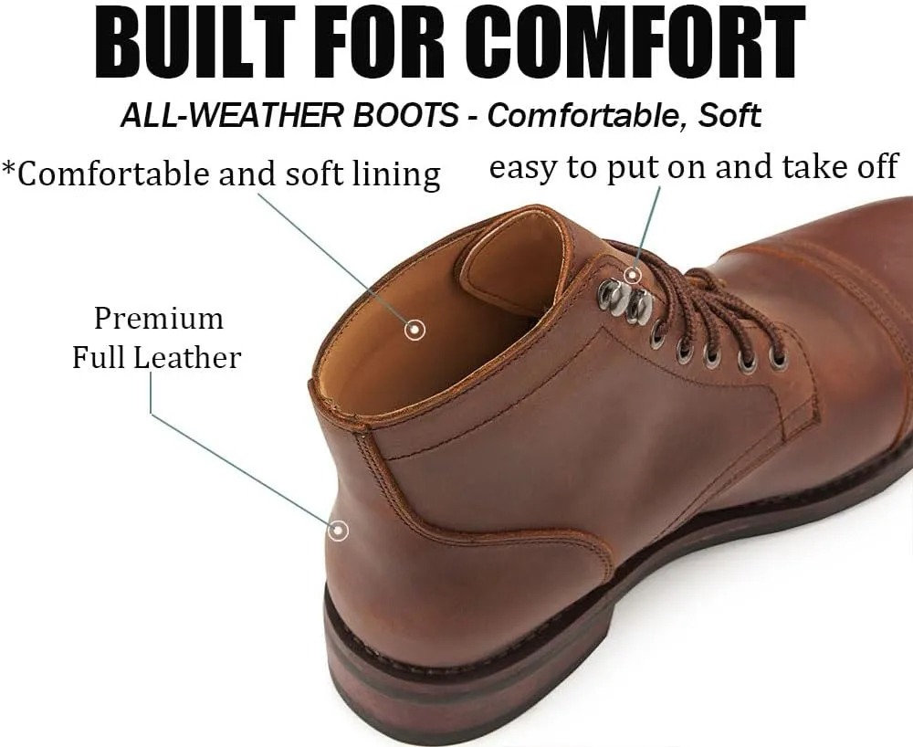 SUREWAY Men's Lace Up Chukka Boots Genuine Leather|Cap Toe Ankle 6inch - Classic Comfort Oxford Style(Office,Casual,Driving,Work,Dress) Brown/Black Matte/Brandy/Arizonam Adobe/Black