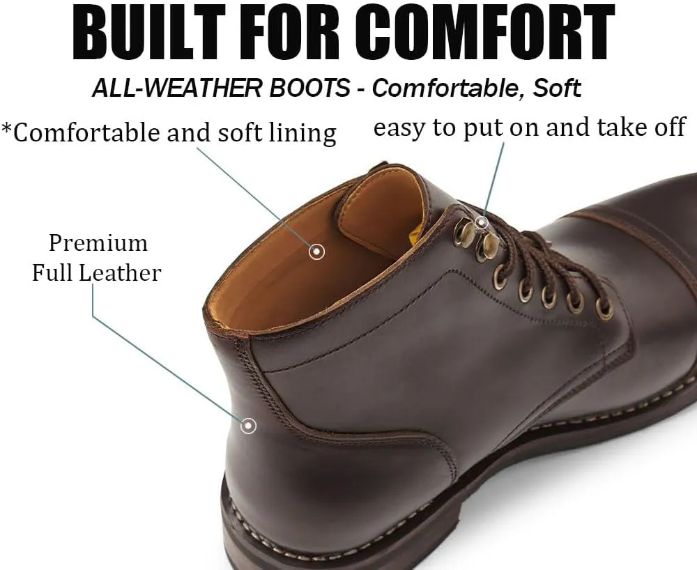 SUREWAY Men's Lace Up Chukka Boots Genuine Leather|Cap Toe Ankle 6inch - Classic Comfort Oxford Style(Office,Casual,Driving,Work,Dress) Brown/Black Matte/Brandy/Arizonam Adobe/Black