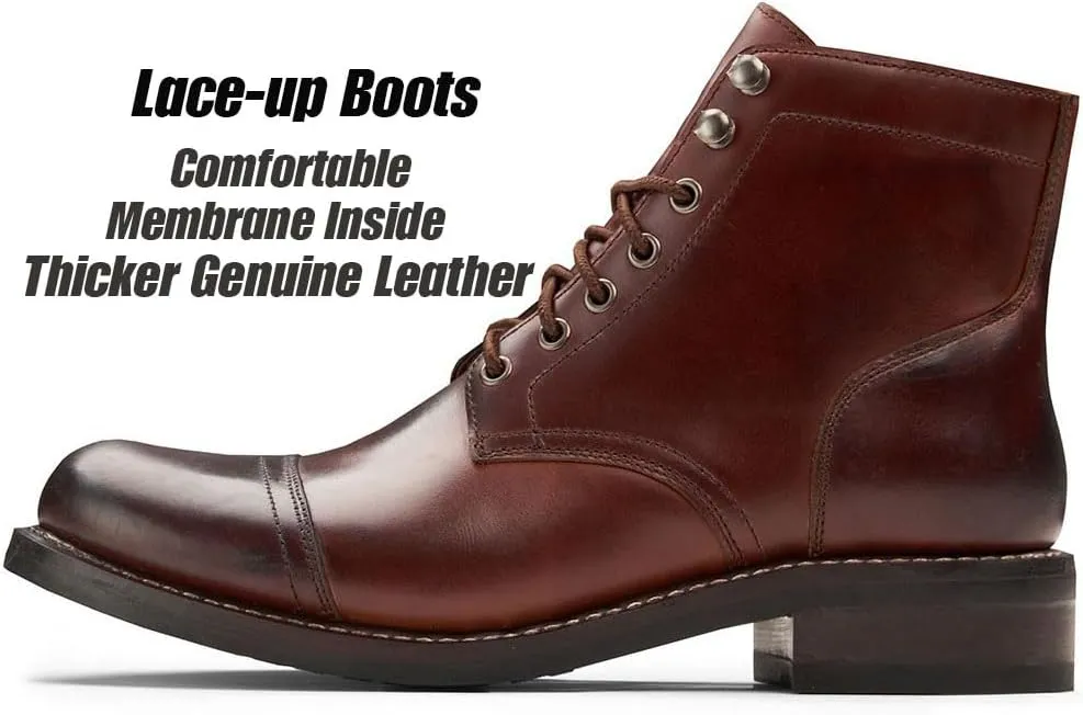SUREWAY Men's Lace Up Chukka Boots Genuine Leather|Cap Toe Ankle 6inch - Classic Comfort Oxford Style(Office,Casual,Driving,Work,Dress) Brown/Black Matte/Brandy/Arizonam Adobe/Black