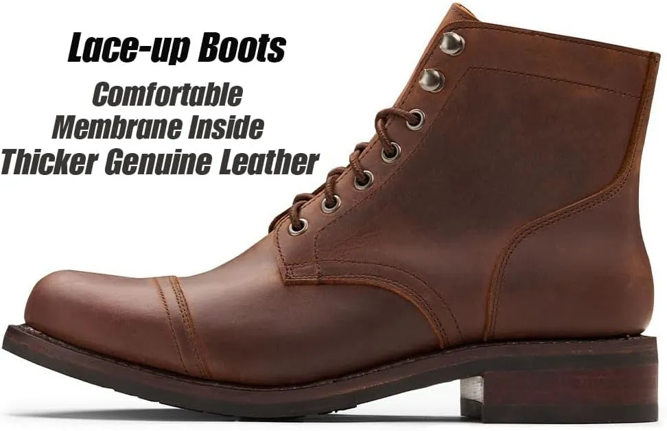SUREWAY Men's Lace Up Chukka Boots Genuine Leather|Cap Toe Ankle 6inch - Classic Comfort Oxford Style(Office,Casual,Driving,Work,Dress) Brown/Black Matte/Brandy/Arizonam Adobe/Black