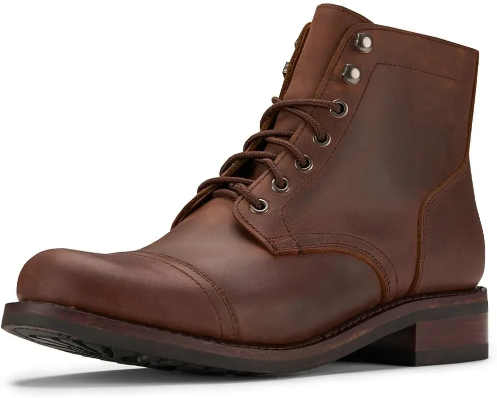 SUREWAY Men's Lace Up Chukka Boots Genuine Leather|Cap Toe Ankle 6inch - Classic Comfort Oxford Style(Office,Casual,Driving,Work,Dress) Brown/Black Matte/Brandy/Arizonam Adobe/Black